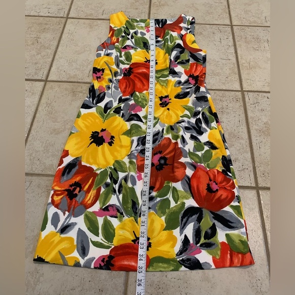 DressBarn Floral Print Sleeveless Dress | Yellow, Red, Gray | Size 10 - Picture 5 of 5